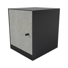 Ercole Bedside Table Powder Coated with Door and Ultraleather Pony Upholstery