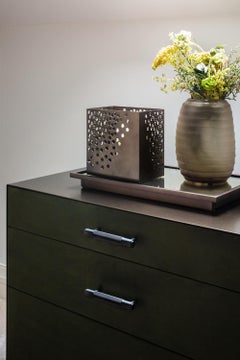 Ercole Chest of Drawers Dark Bronze Powder Coated and Novasuede