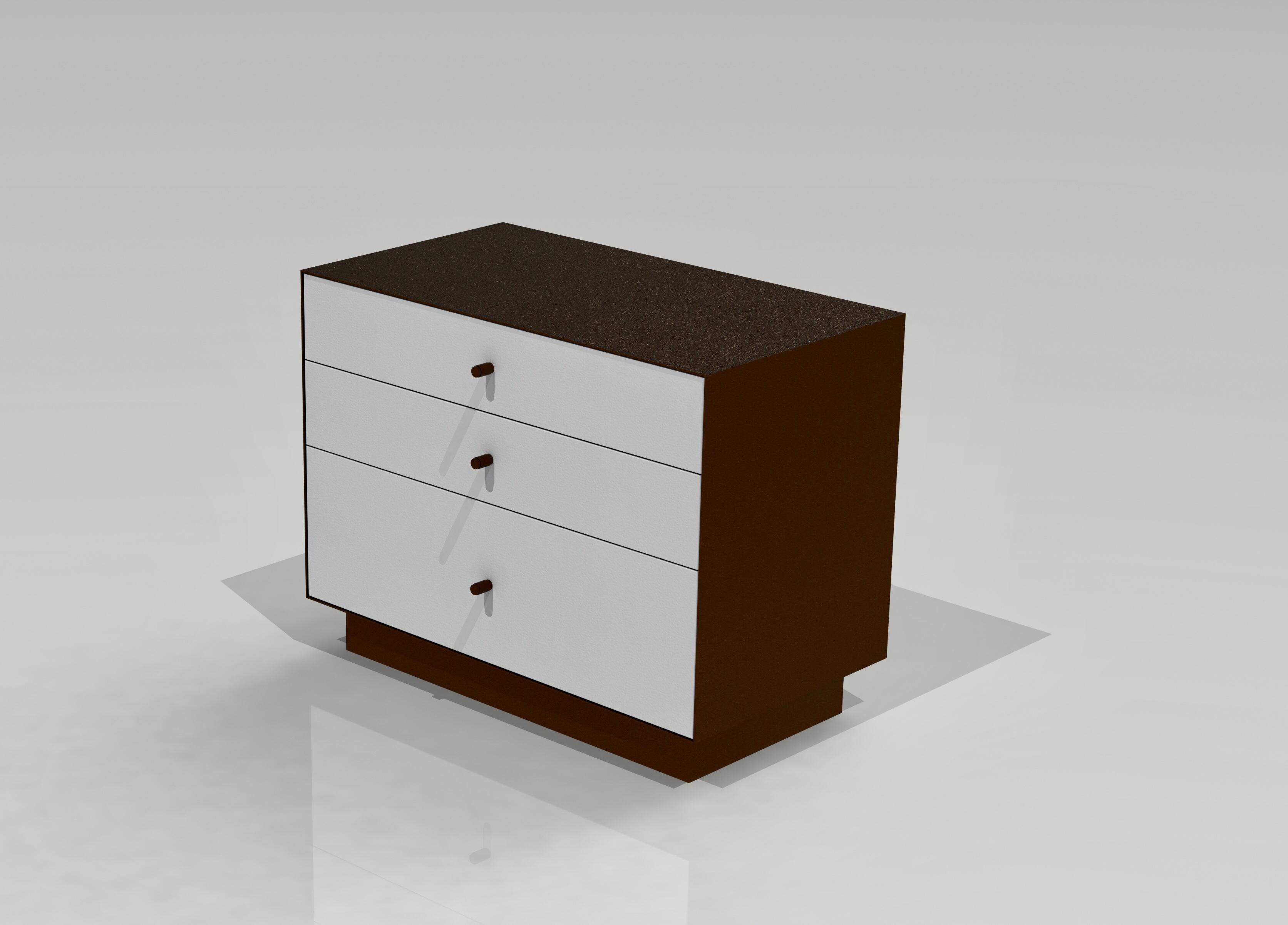 Contemporary Ercole Chest of Drawers Dark Bronze Powder Coated and Novasuede For Sale