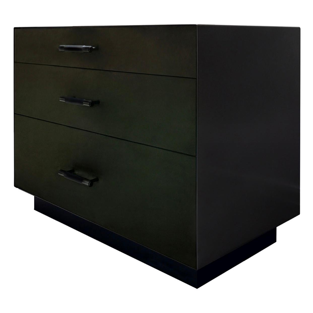 Ercole Chest of Drawers Dark Bronze Powder Coated and Novasuede