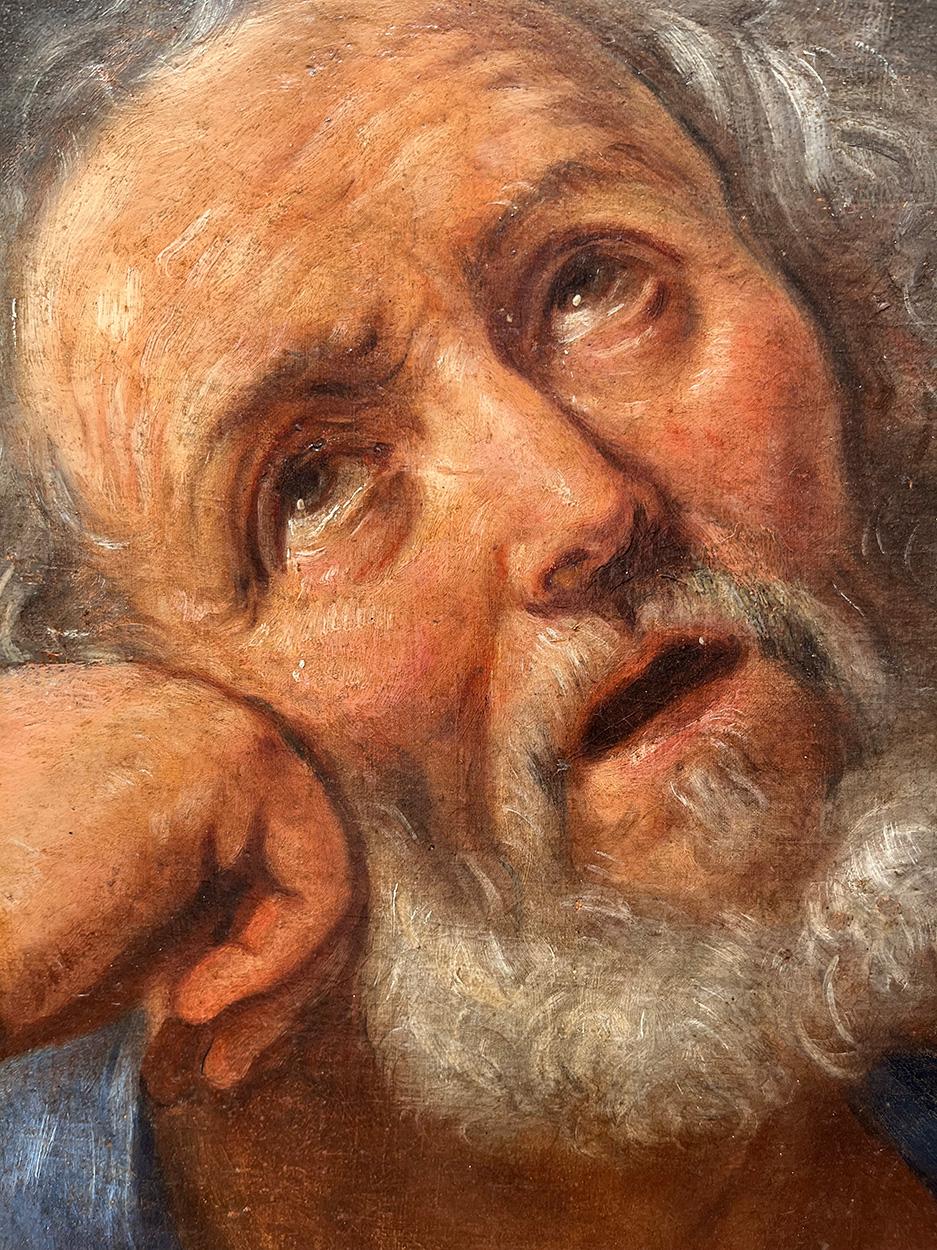 17th Century by Ercole de Maria Penitent Saint Peter Oil on canvas - Old Masters Painting by Ercole De Maria 