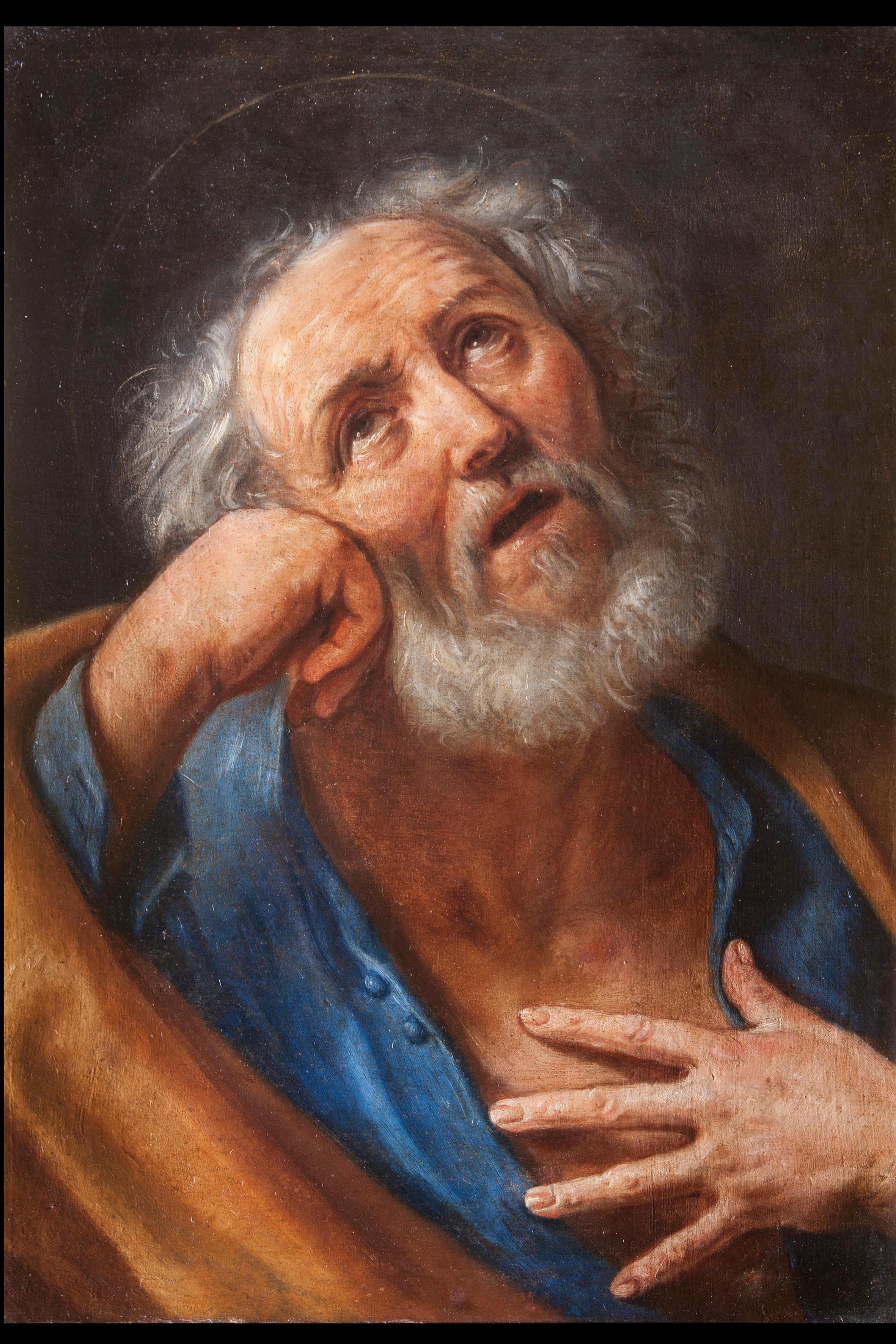 Ercole De Maria  Portrait Painting - 17th Century by Ercole de Maria Penitent Saint Peter Oil on canvas