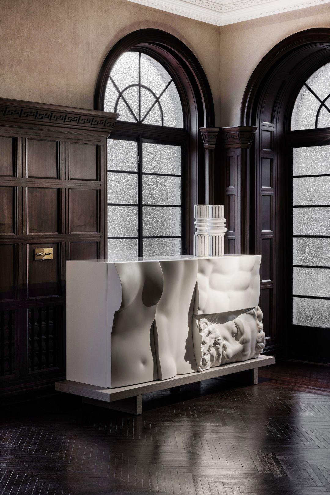 Oak Ercole E Afrodite White Cabinet on a Base by Driade For Sale