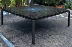 Ercole Home Large, Square Art Glass Mosaic Dining Table with Iron Base, NYC