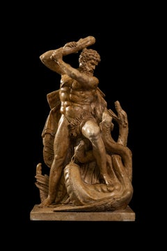 Herkules, die Hydra von Lerna, Siena, gelber Marmor, H 70 cm