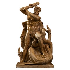 Herkules, die Hydra von Lerna, Siena, gelber Marmor, H 70 cm