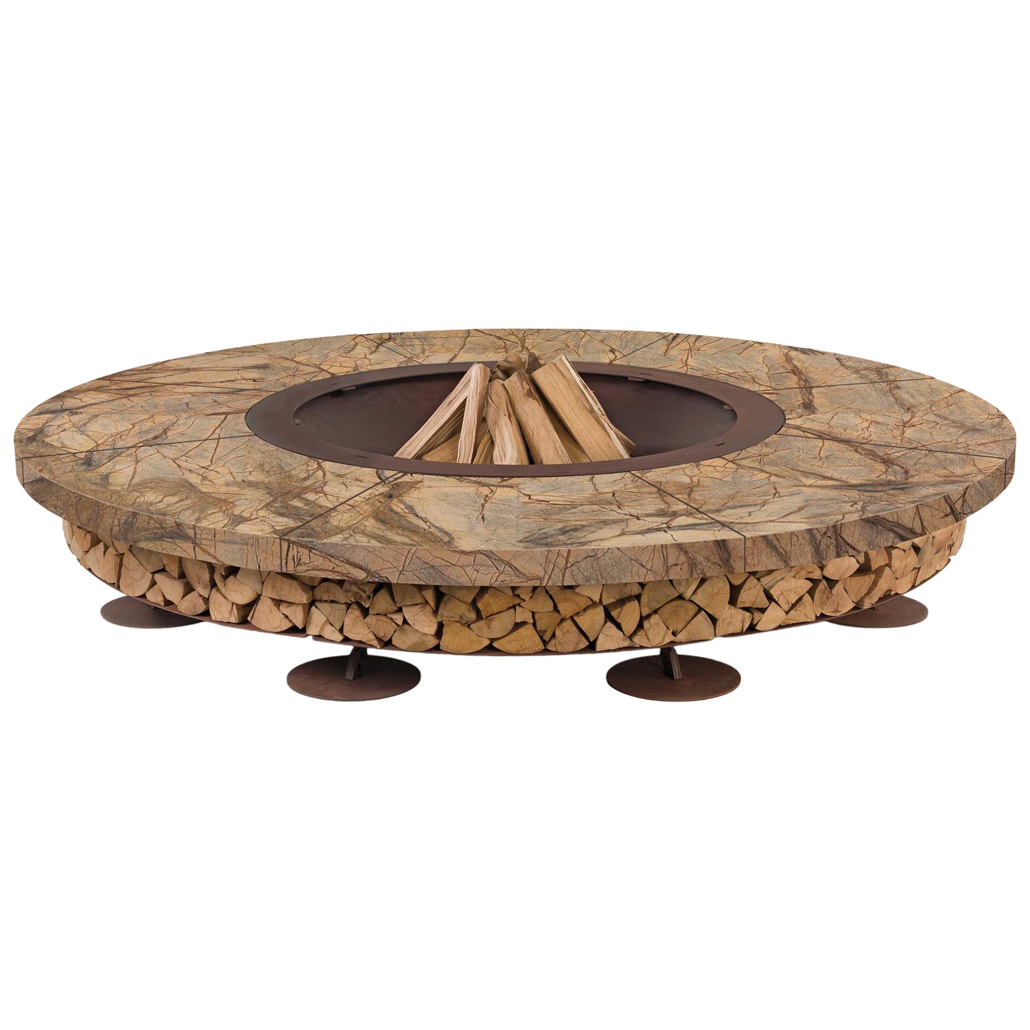 Ercole Large Rain Forest Brown Marble Fire Pit by AK47 Design