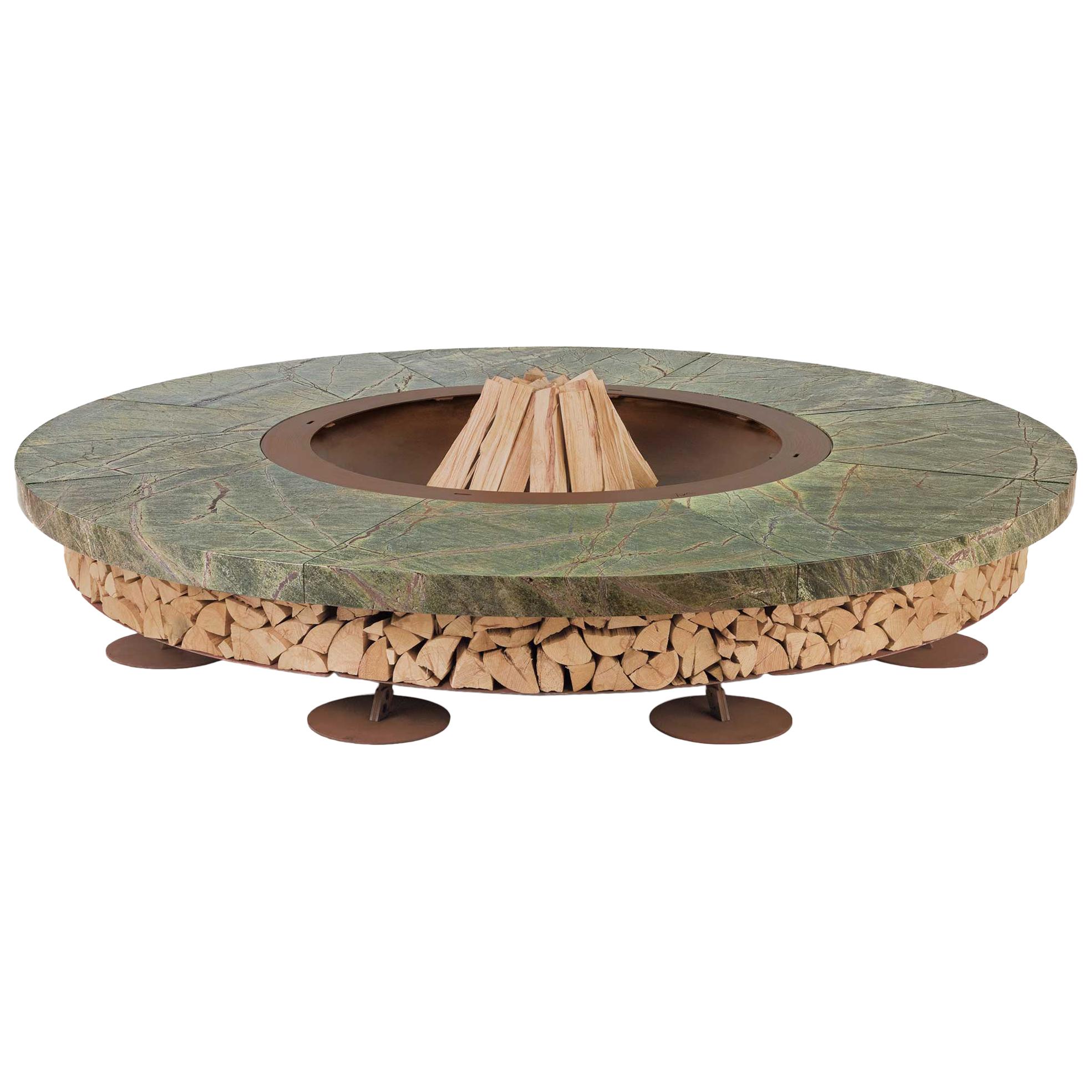 Ercole Large Rain Forest Green Marble Fire Pit by AK47 Design