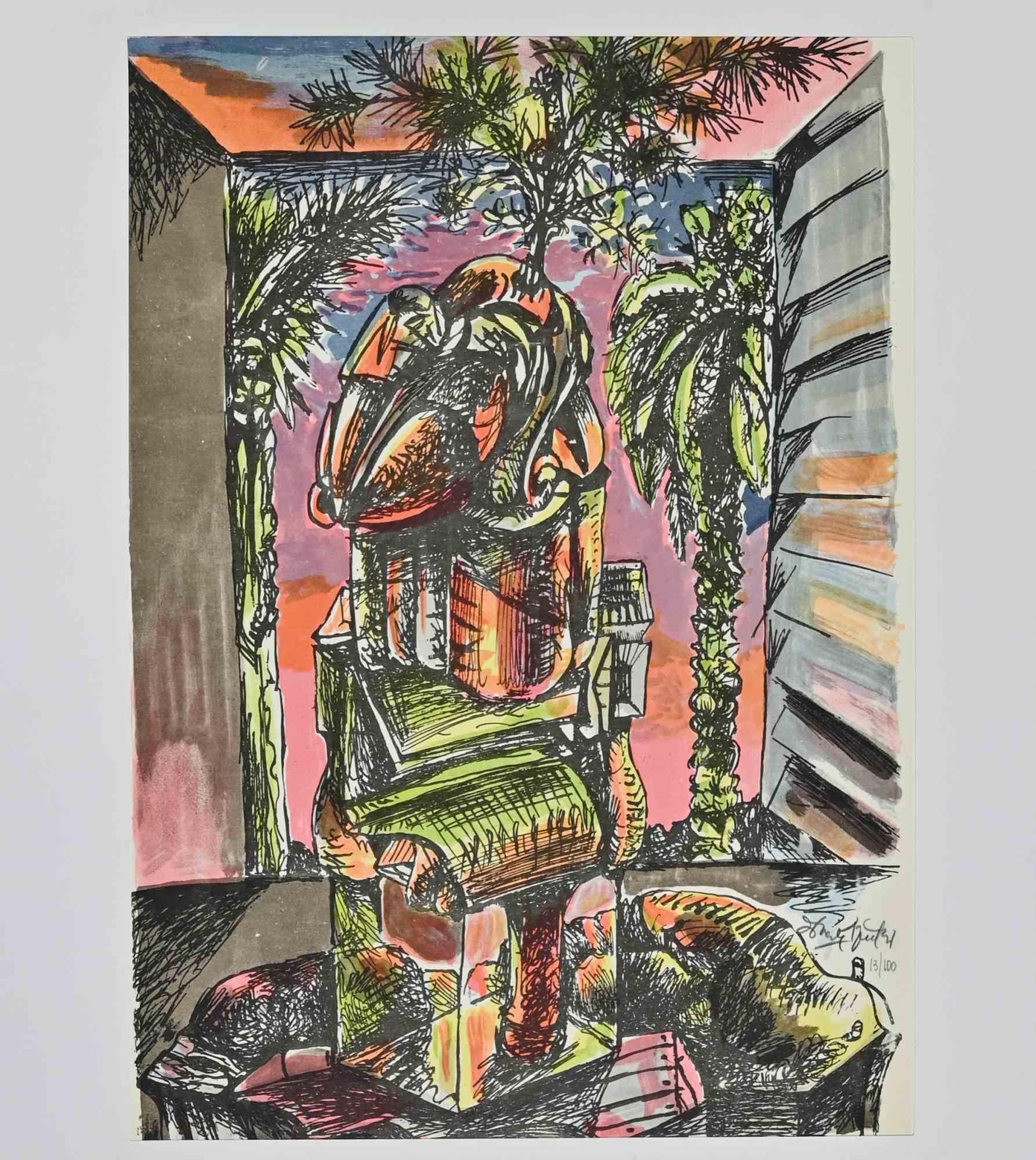 Il vaso - Litografia di Ercole Pignatelli - 1972 in vendita 1