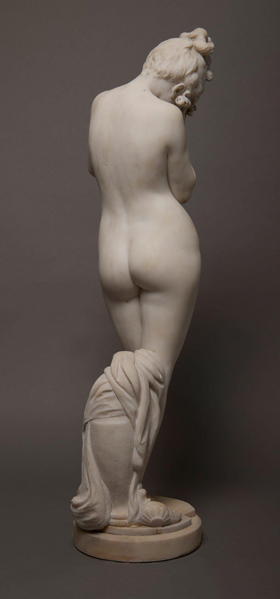 Frine (Phryne), 19th Century Large Marble Sculpture of Nude Woman For Sale 1