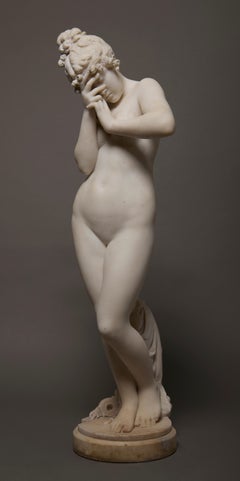 Frine (Phryne), 19th Century Large Marble Sculpture of Nude Woman