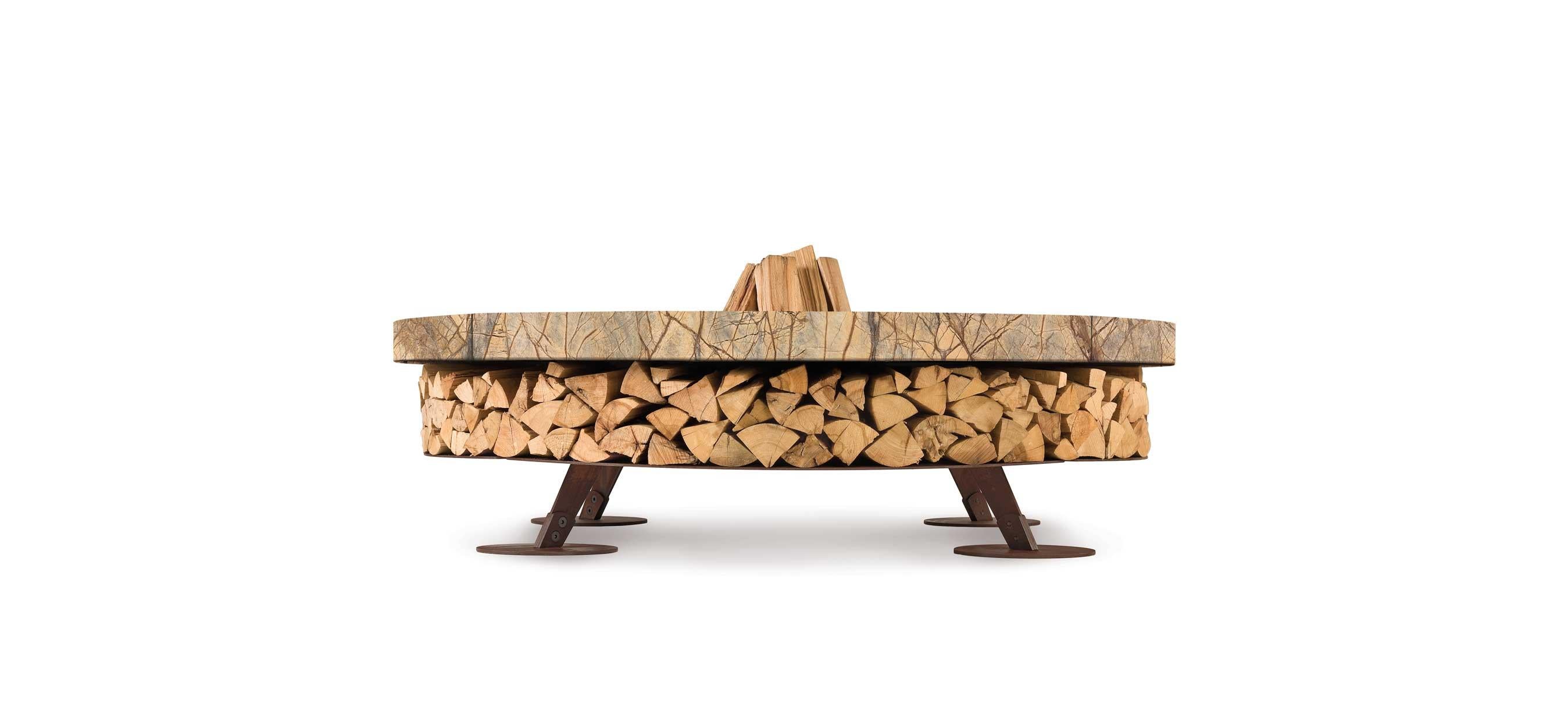 Ercole small rain forest brown marble fire pit by AK47 design

Rain forest brown marble fire pit Ø1500 mm.
Ercole is a outdoor wood-burning fire pit.
It is born by the union of two raw materials – the steel as a structural element and the marble