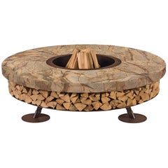 Ercole Small Rain Forest Brown Marble Fire Pit by AK47 Design