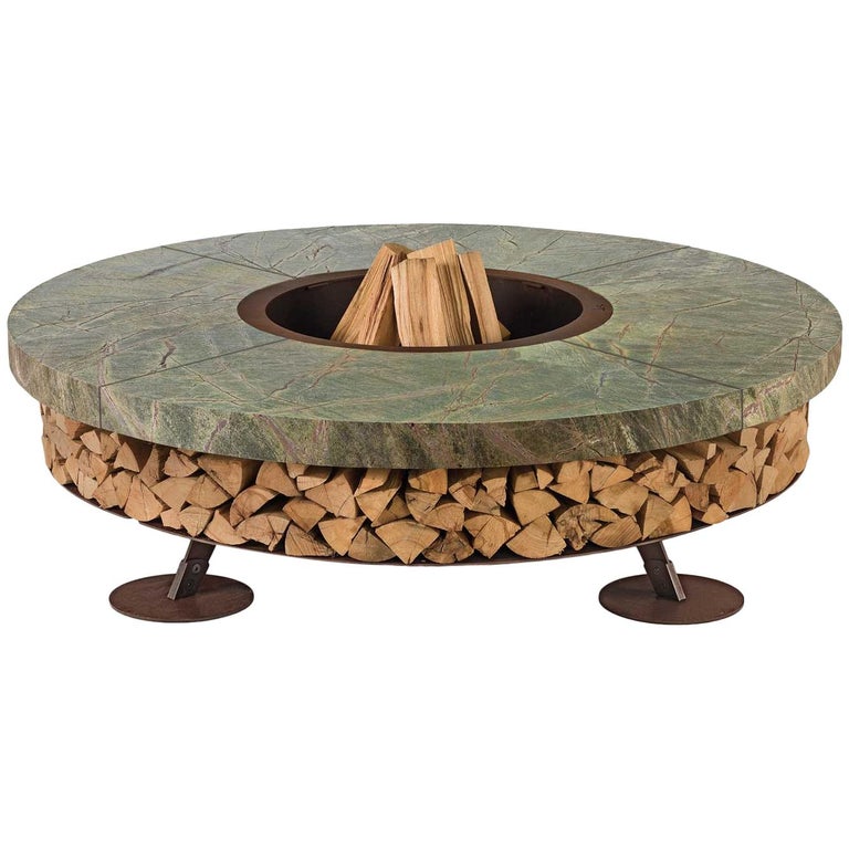 Ercole Small Rain Forest Green Marble Fire Pit by AK47 Design, new, Casa Design Group