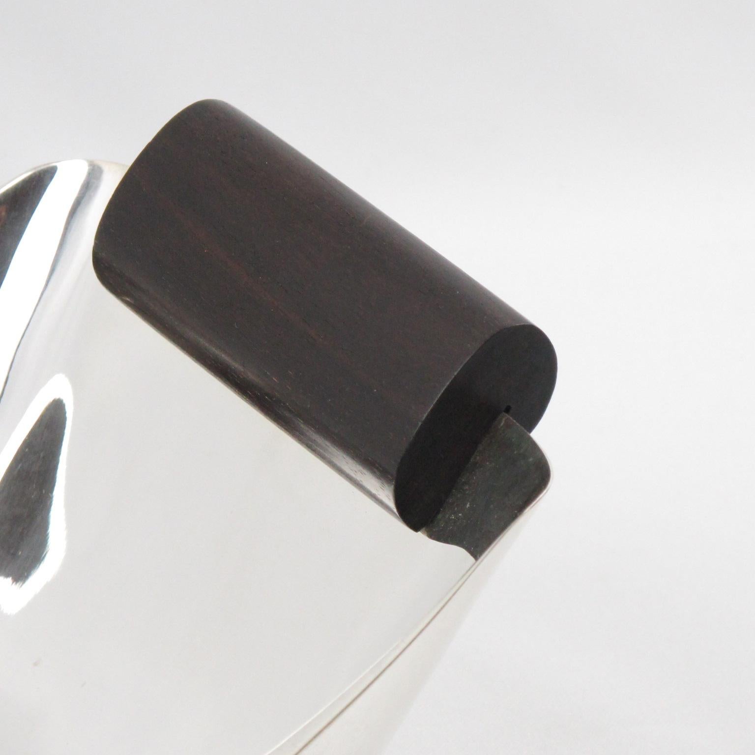 Metà XX secolo Centrotavola con ciotola in argento e legno di Macassar di Ercuis Art Deco in vendita