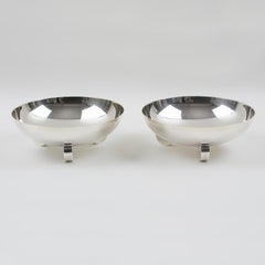 Ercuis Art Deco Silver Plate Ring Holder Display Bowl, a pair