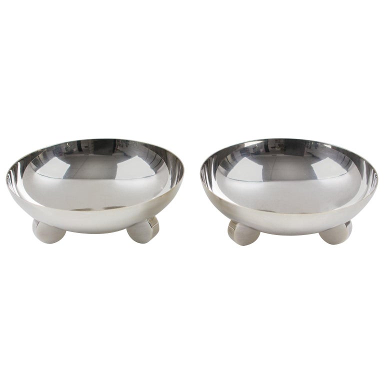 Ercuis Art Deco Silver Plate Ring Holder Display Bowl, a pair at 1stDibs