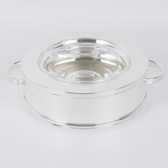 Ercuis, Paris Crystal et Silver Plate Caviar Bowl Dish Server, circa 1960