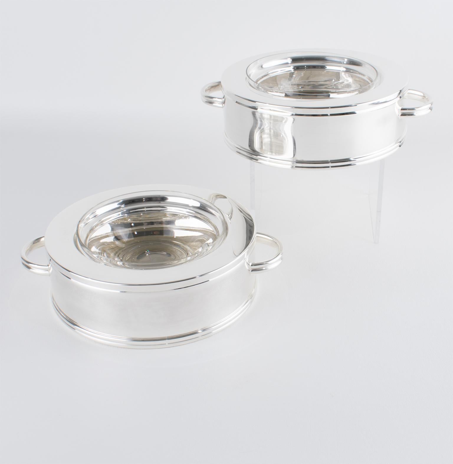 Ercuis, Paris Silver Plate and Crystal Caviar Bowl Dish Server, circa 1960 For Sale 7