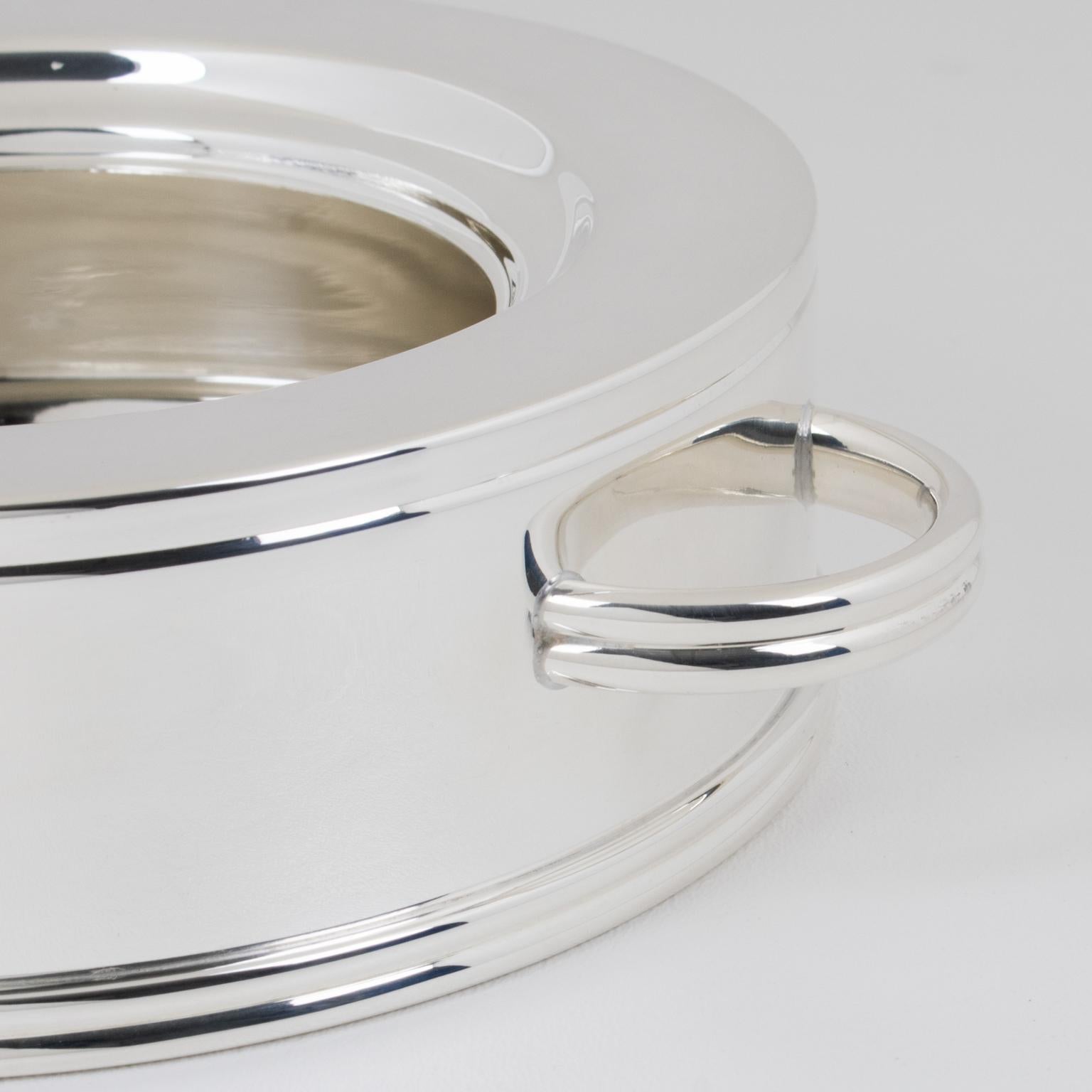 Ercuis, Paris Silver Plate and Crystal Caviar Bowl Dish Server, circa 1960 For Sale 2