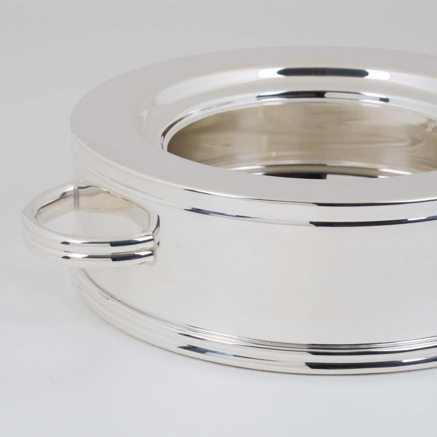 Ercuis, Paris Silver Plate and Crystal Caviar Bowl Dish Server, circa 1960 For Sale 3