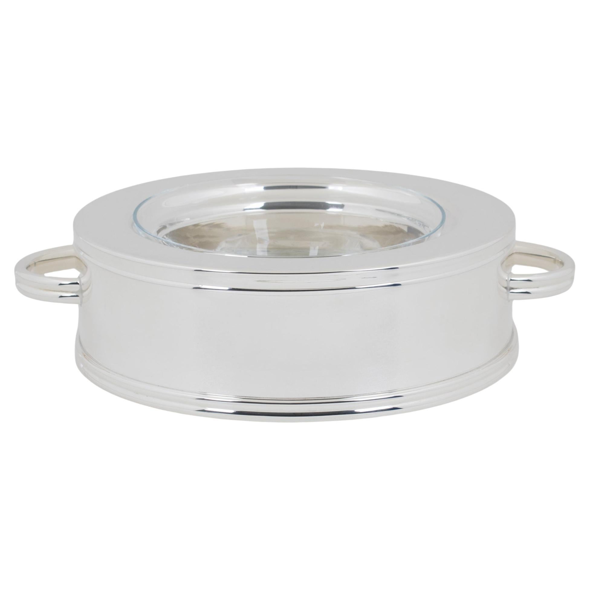 Ercuis, Paris Silver Plate and Crystal Caviar Bowl Dish Server, circa 1960 For Sale