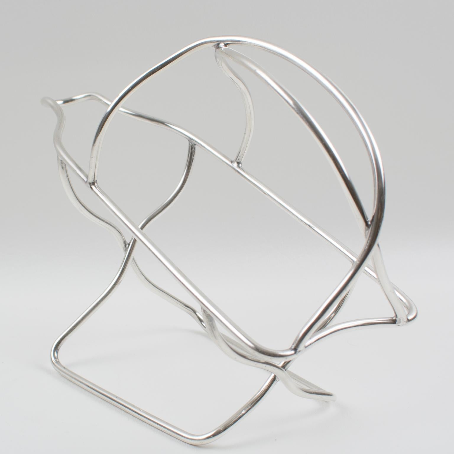 Ercuis Paris Silver Plate Bottle Holder Wine Pourer Server, 1950s en venta 3
