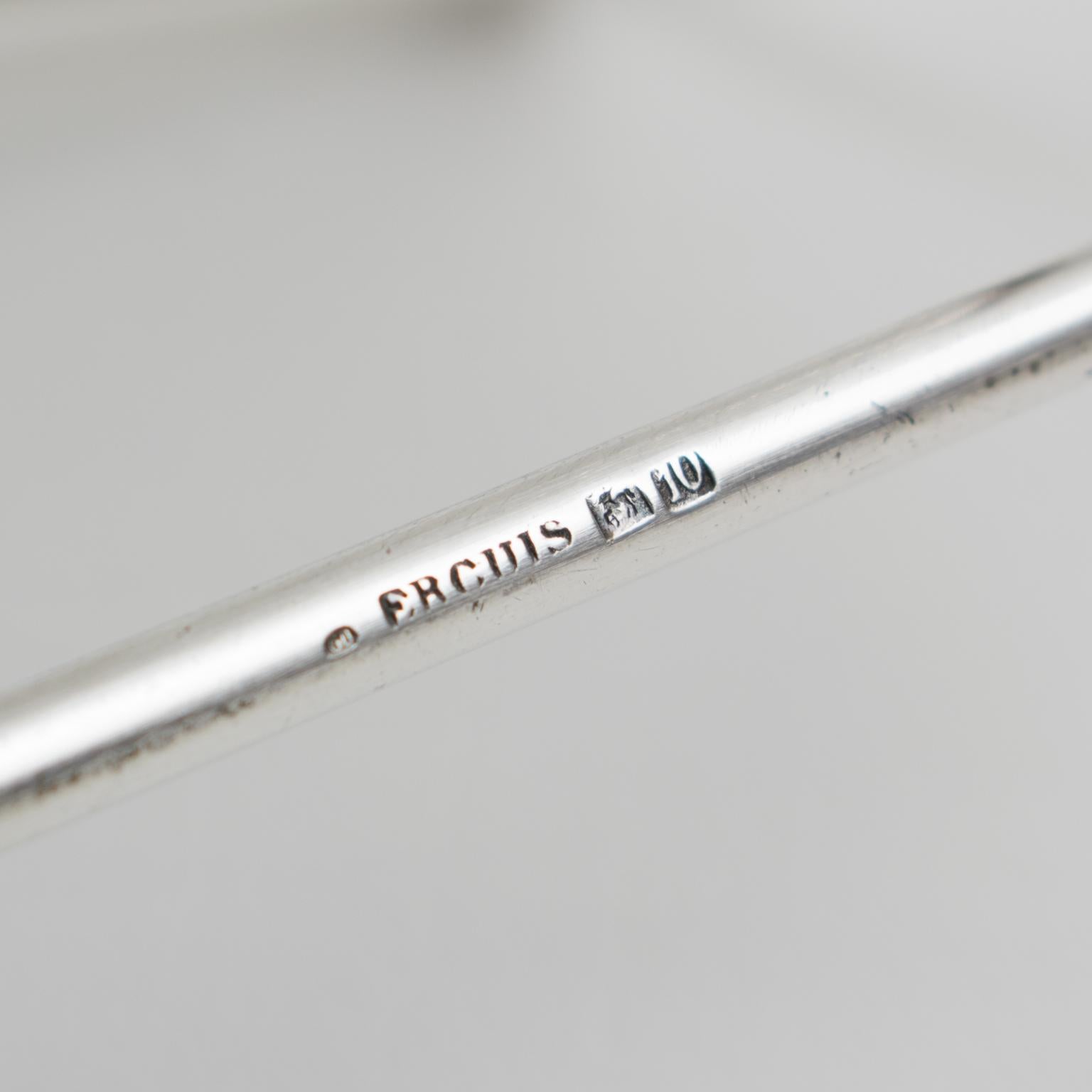Ercuis Paris Silver Plate Bottle Holder Wine Pourer Server, 1950s en venta 4
