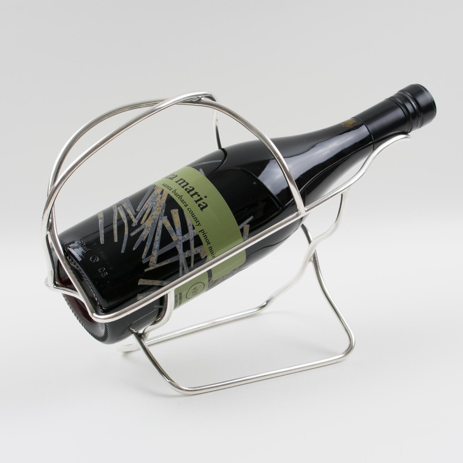 Ercuis Paris Silver Plate Bottle Holder Wine Pourer Server, 1950s Moderno de mediados de siglo en venta