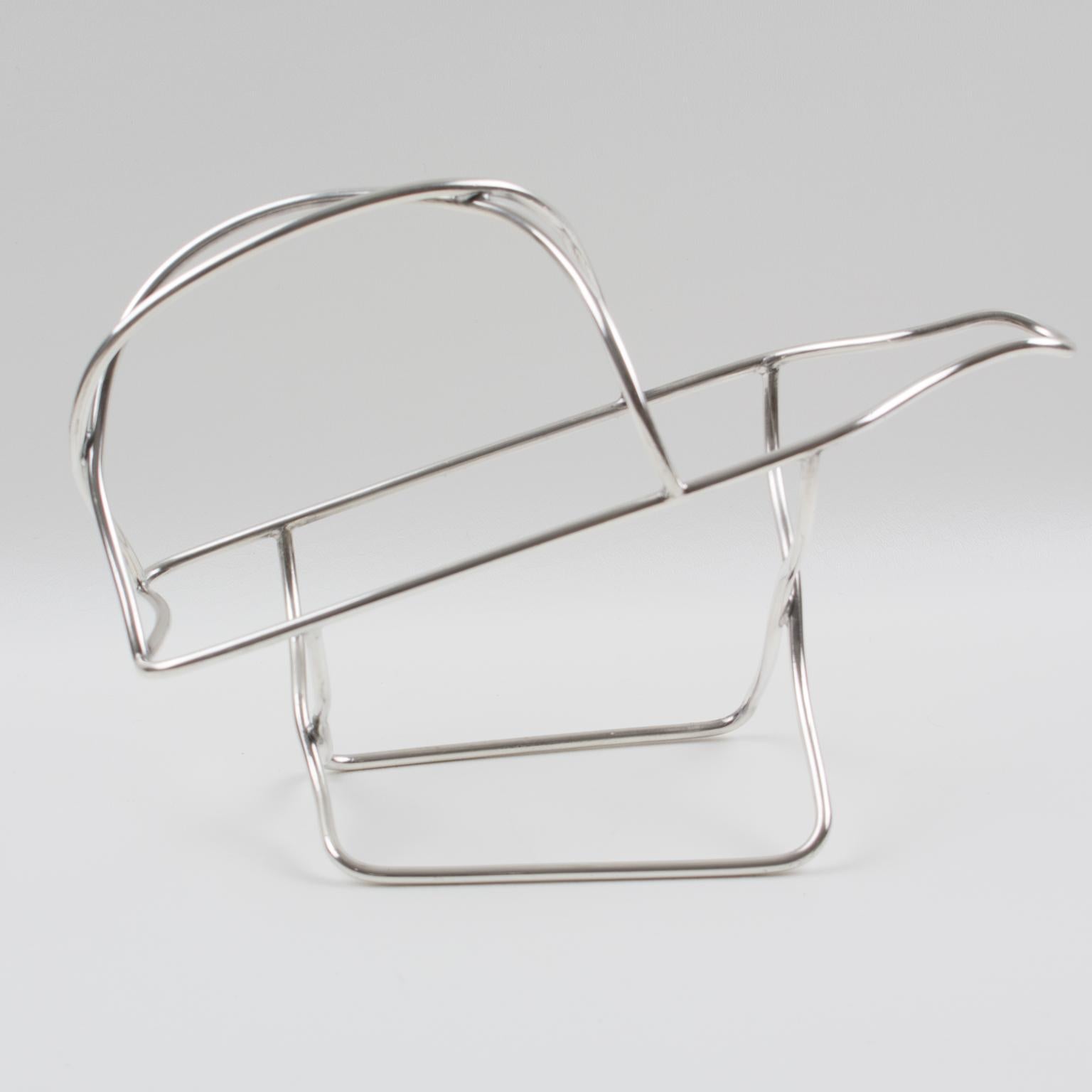Ercuis Paris Silver Plate Bottle Holder Wine Pourer Server, 1950s siglo XX en venta