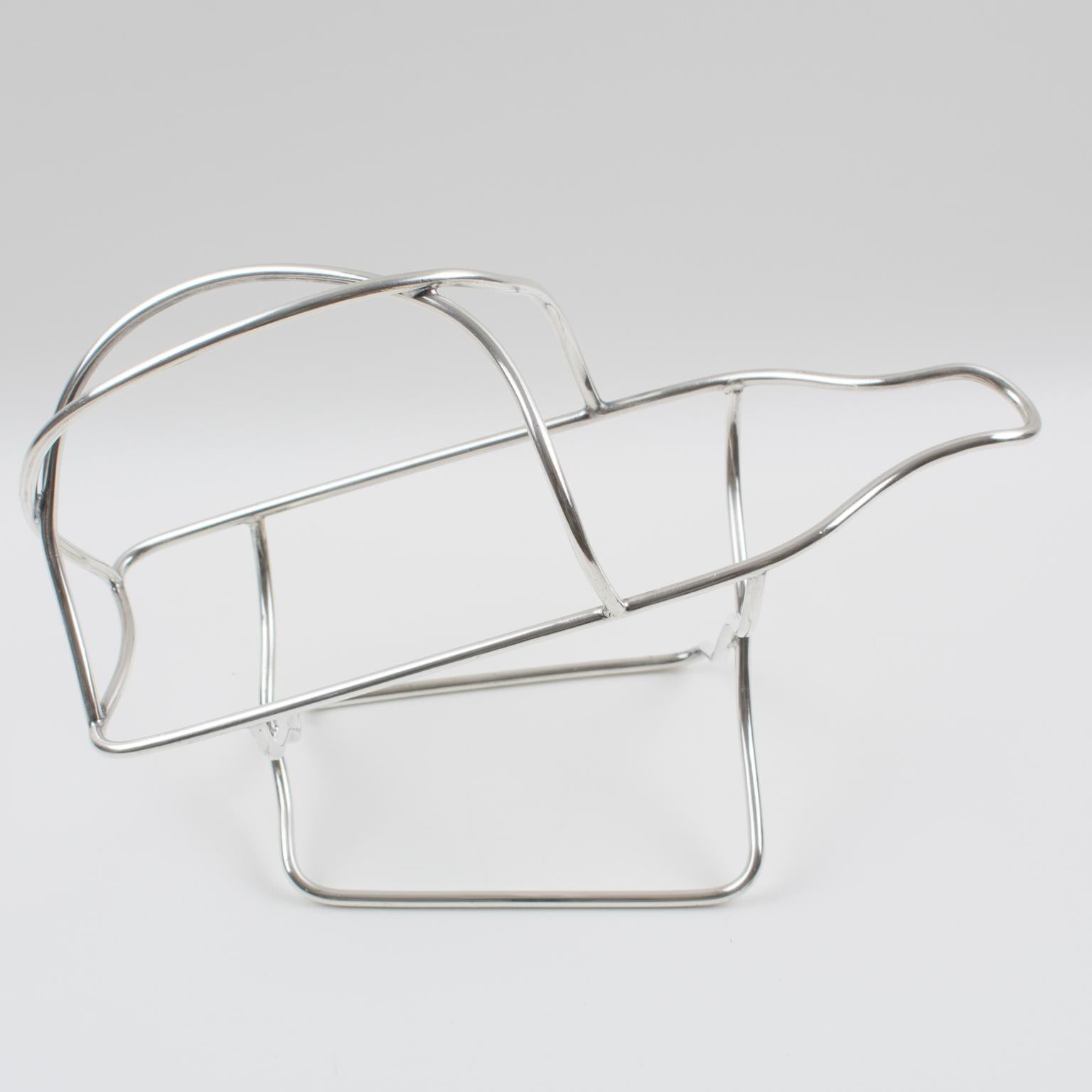 Ercuis Paris Silver Plate Bottle Holder Wine Pourer Server, 1950s Metal en venta