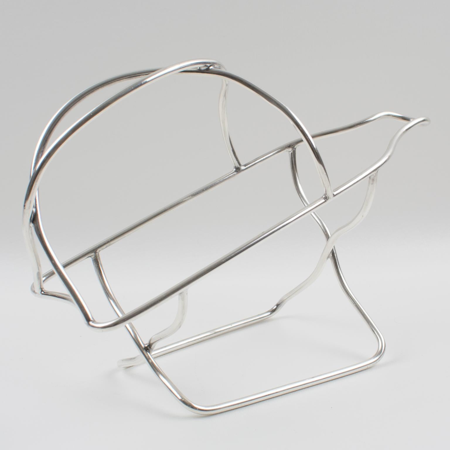 Ercuis Paris Silver Plate Bottle Holder Wine Pourer Server, 1950s en venta 2