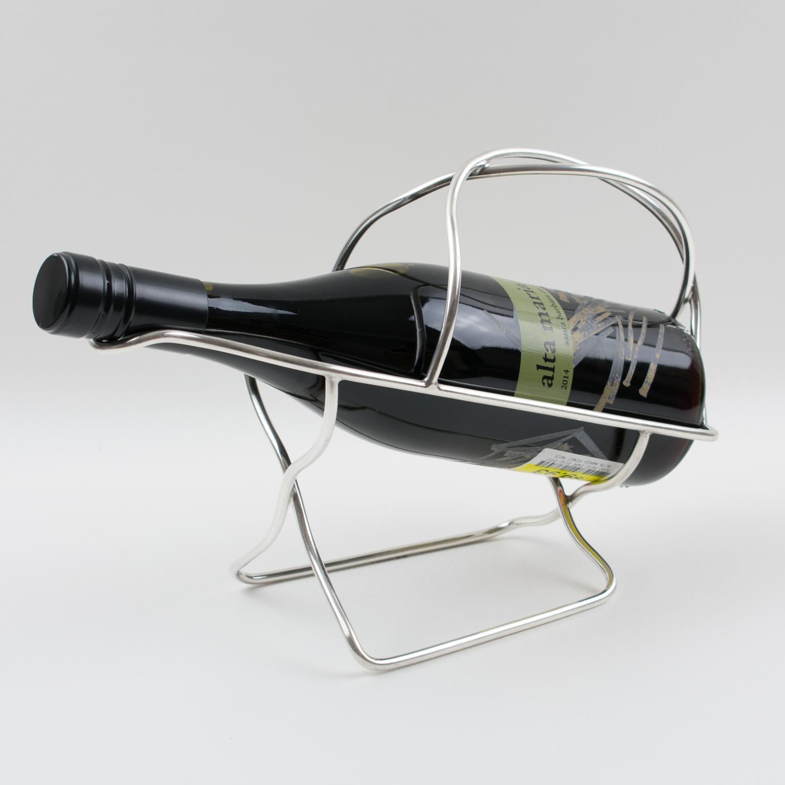 Mid-Century Modern Ercuis Paris Silver Plate Bottle Holder Wine Pourer Server