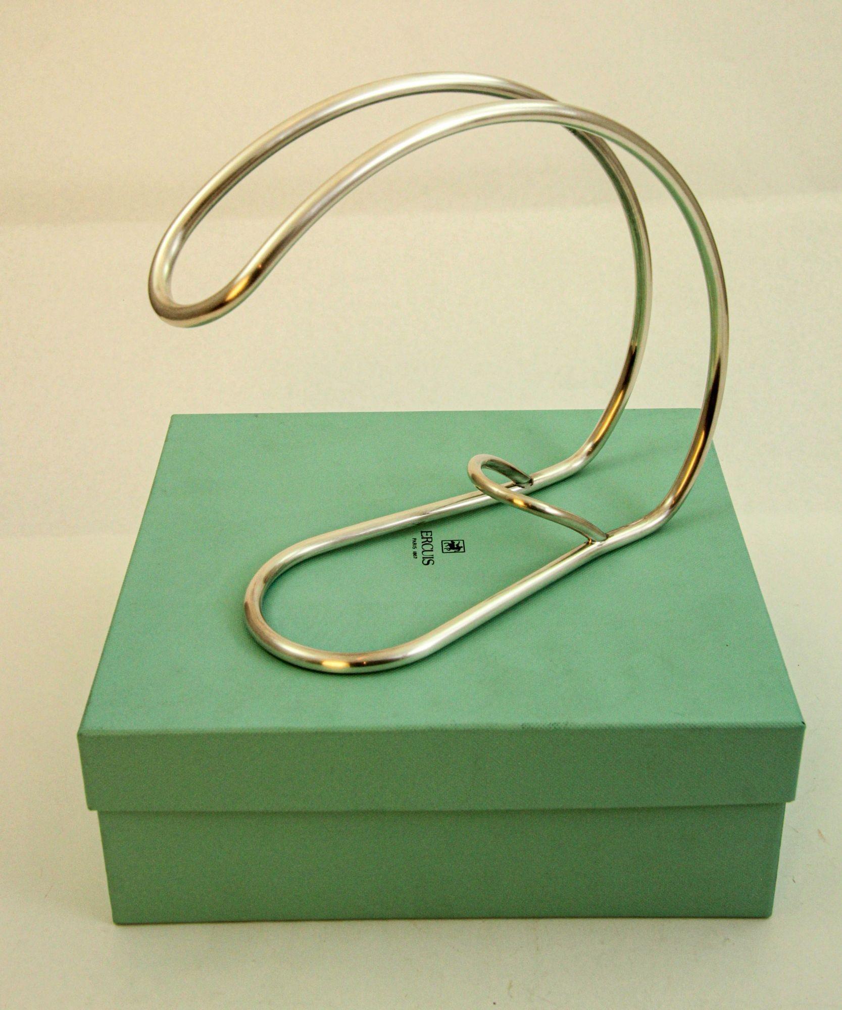 Ercuis Paris Silver Wine Bottle Holder Server Minimalista en venta