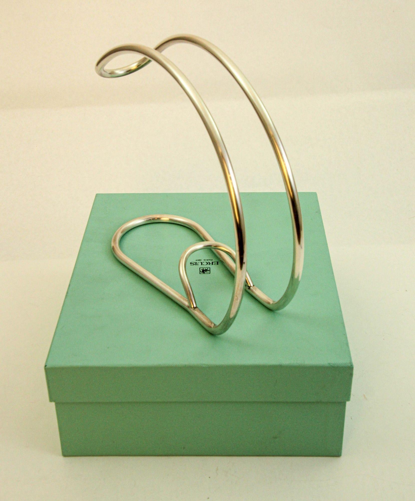 Ercuis Paris Silver Wine Bottle Holder Server Francés en venta