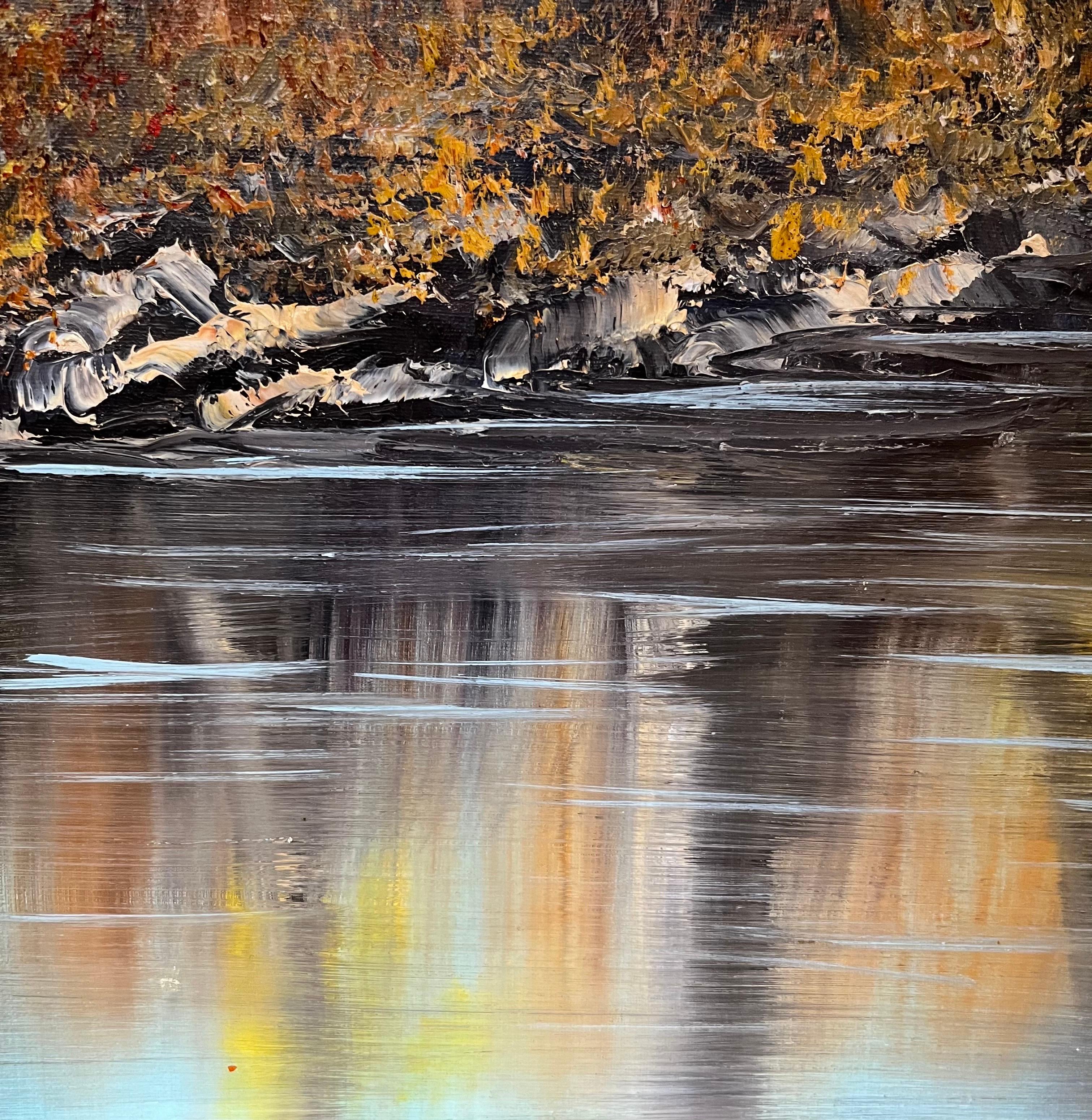 Riverbank in Autumn - Att. to Erd Porret - Öl auf Leinwand 100x50cm im Angebot 3