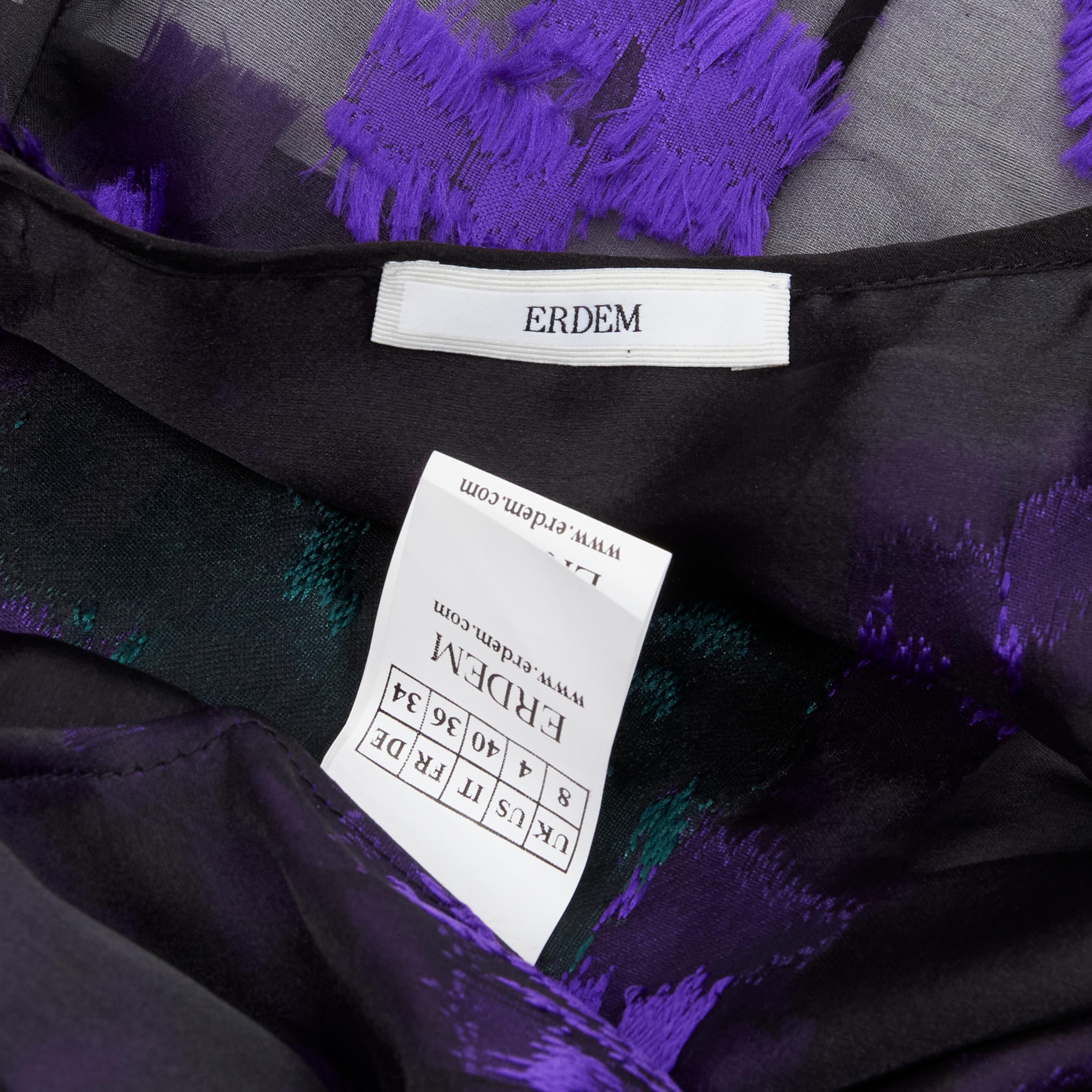 ERDEM 2015 Angela purple green floral jacquard black sheer cape jacket UK8 S 3