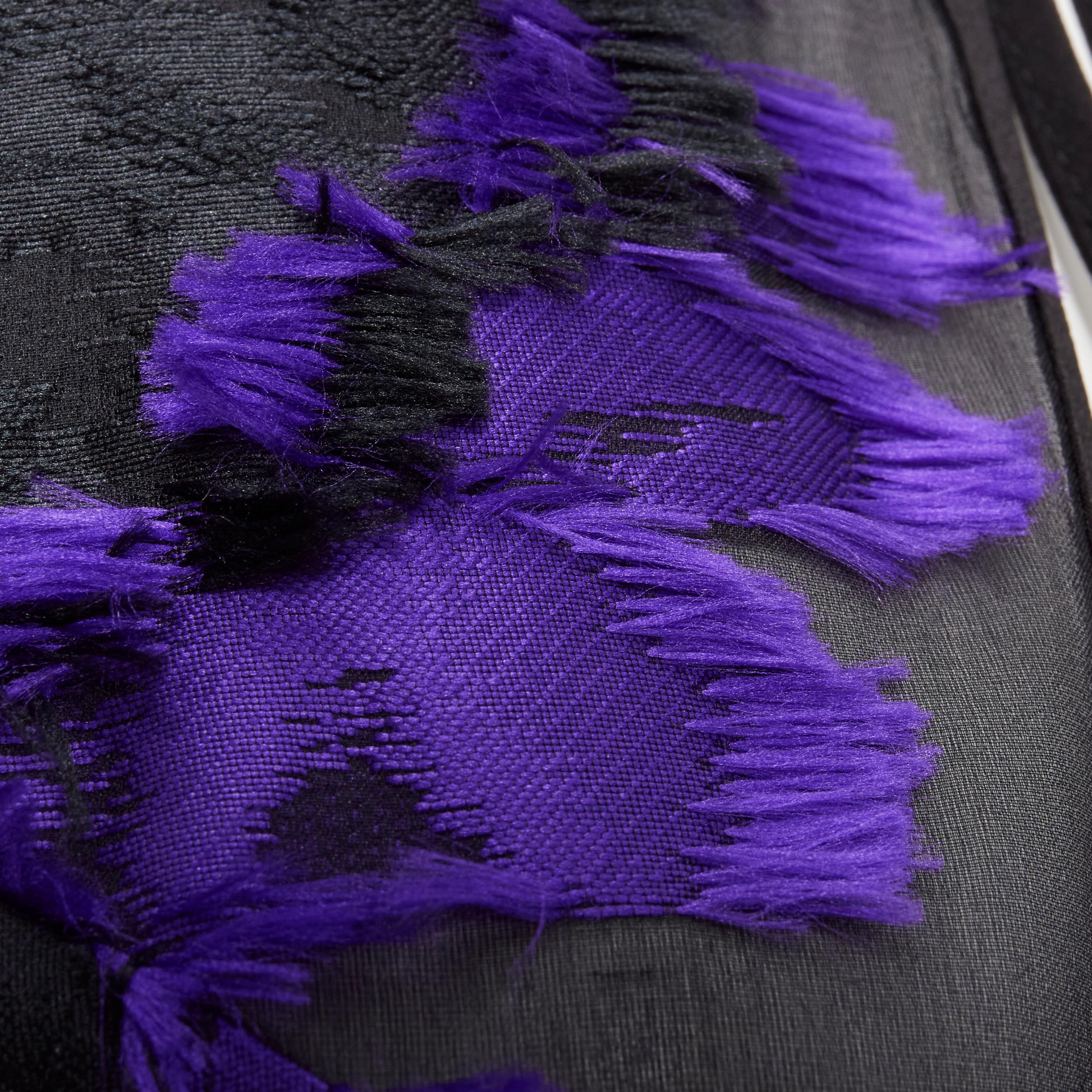 ERDEM 2015 Angela purple green floral jacquard black sheer cape jacket UK8 S 1
