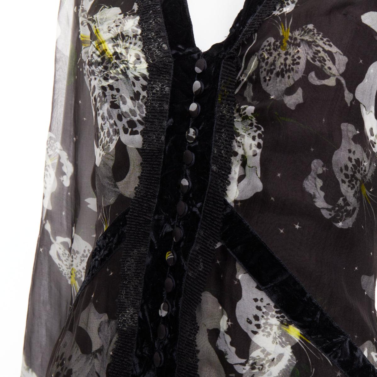 ERDEM 2016 Makayla black grey 100% silk floral back cut out  dress UK6 XS For Sale 2
