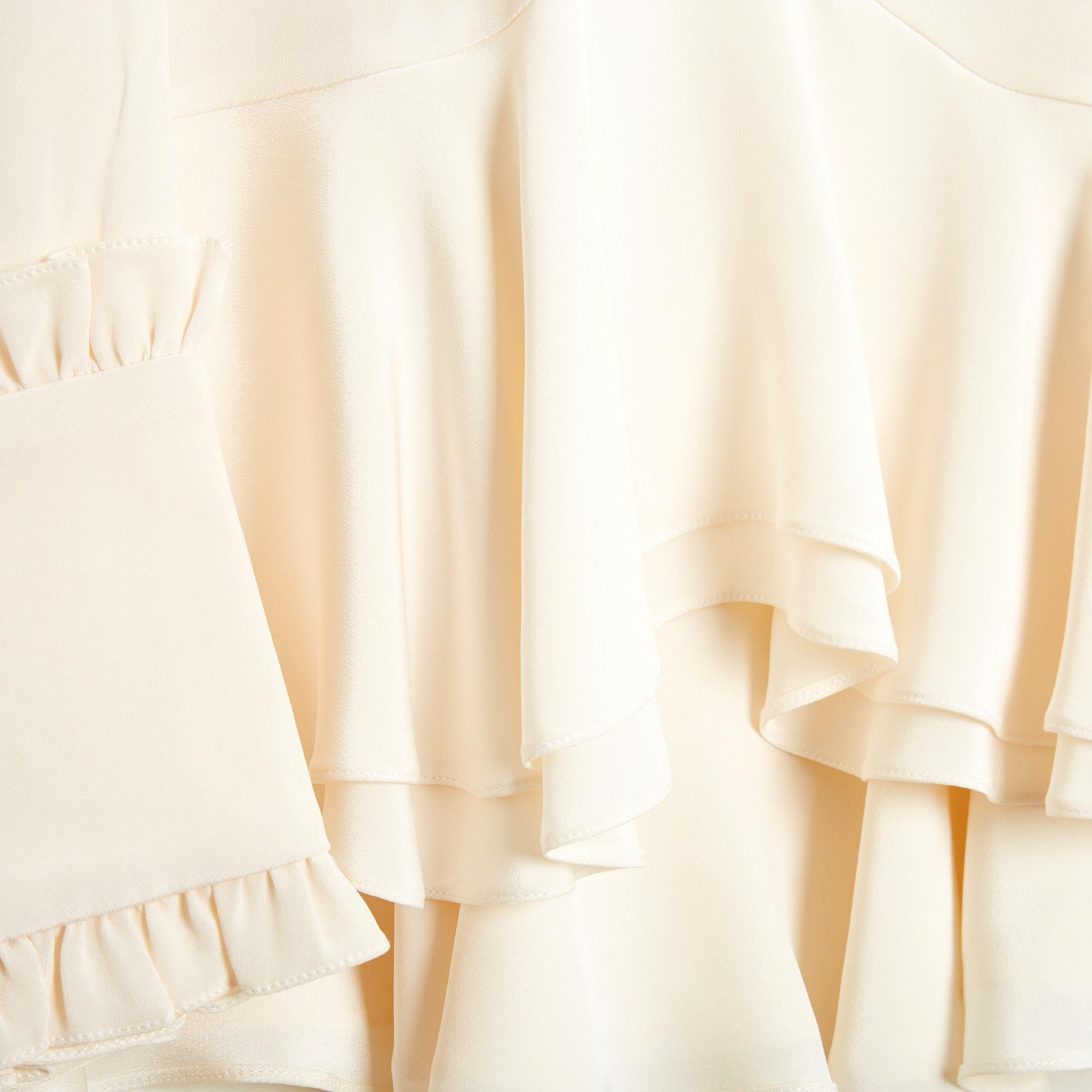 Blanc Erdem 2016 Top FR40 Ecru Silk Crepe ruffles Blouse UK12 US10 Pristine en vente