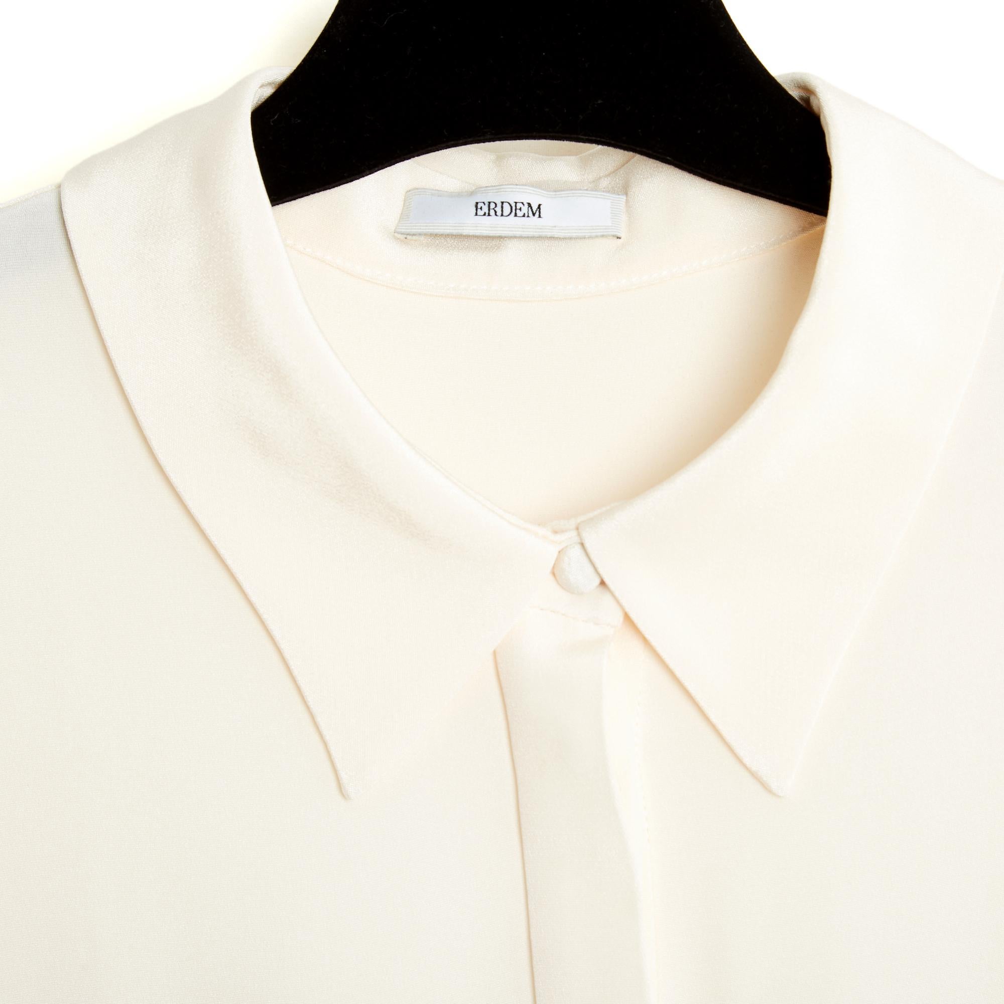 Erdem 2016 Top FR40 Ecru Silk Crepe ruffles Blouse UK12 US10 Pristine Pour femmes en vente