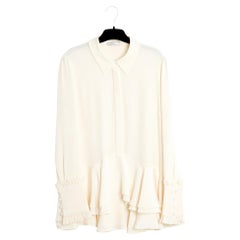 Erdem 2016 Top FR40 Ecru Silk Crepe ruffles Blouse UK12 US10 Pristine