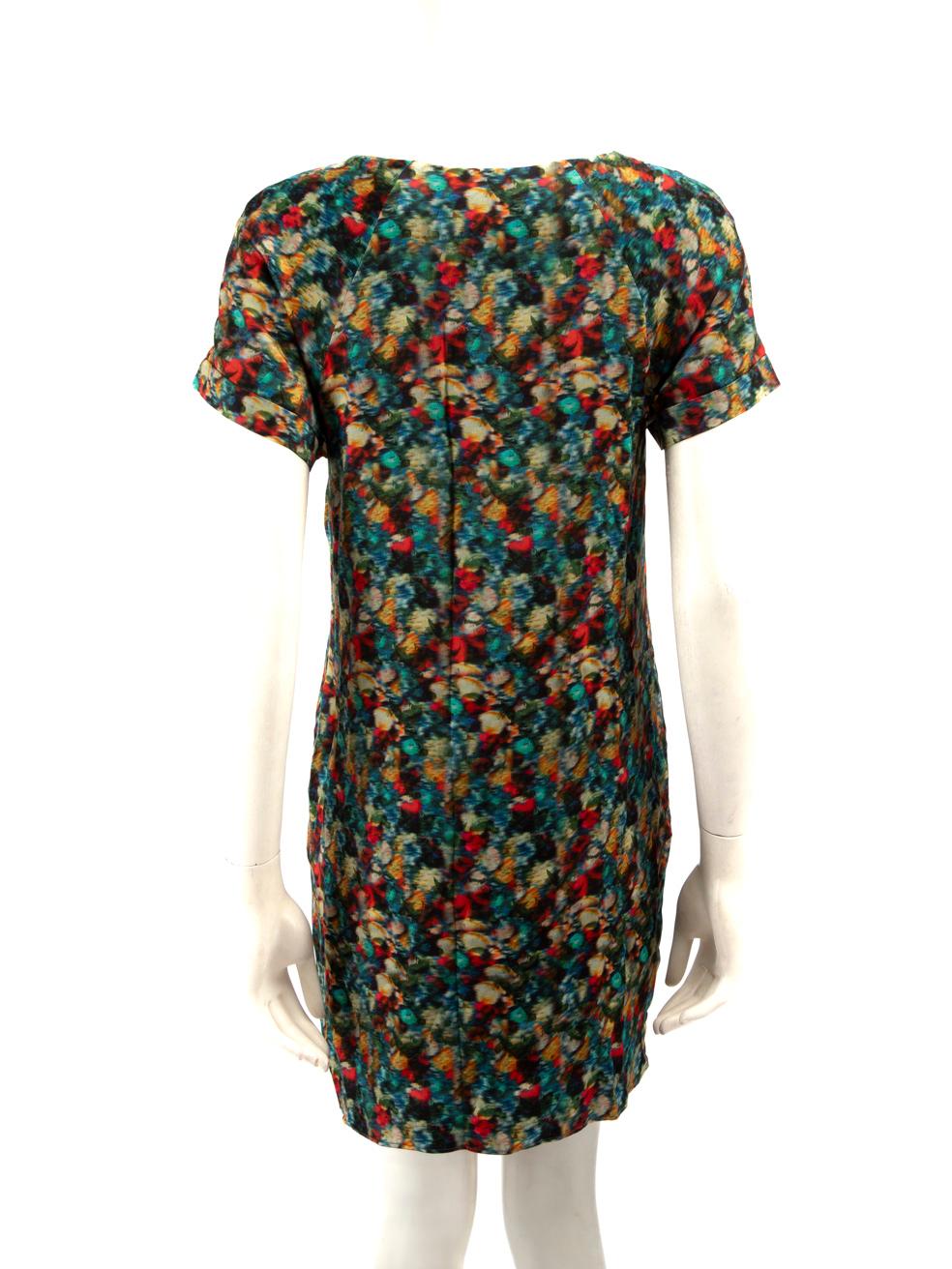 Gray Erdem Abstract Mini Short Sleeve Dress Size M For Sale