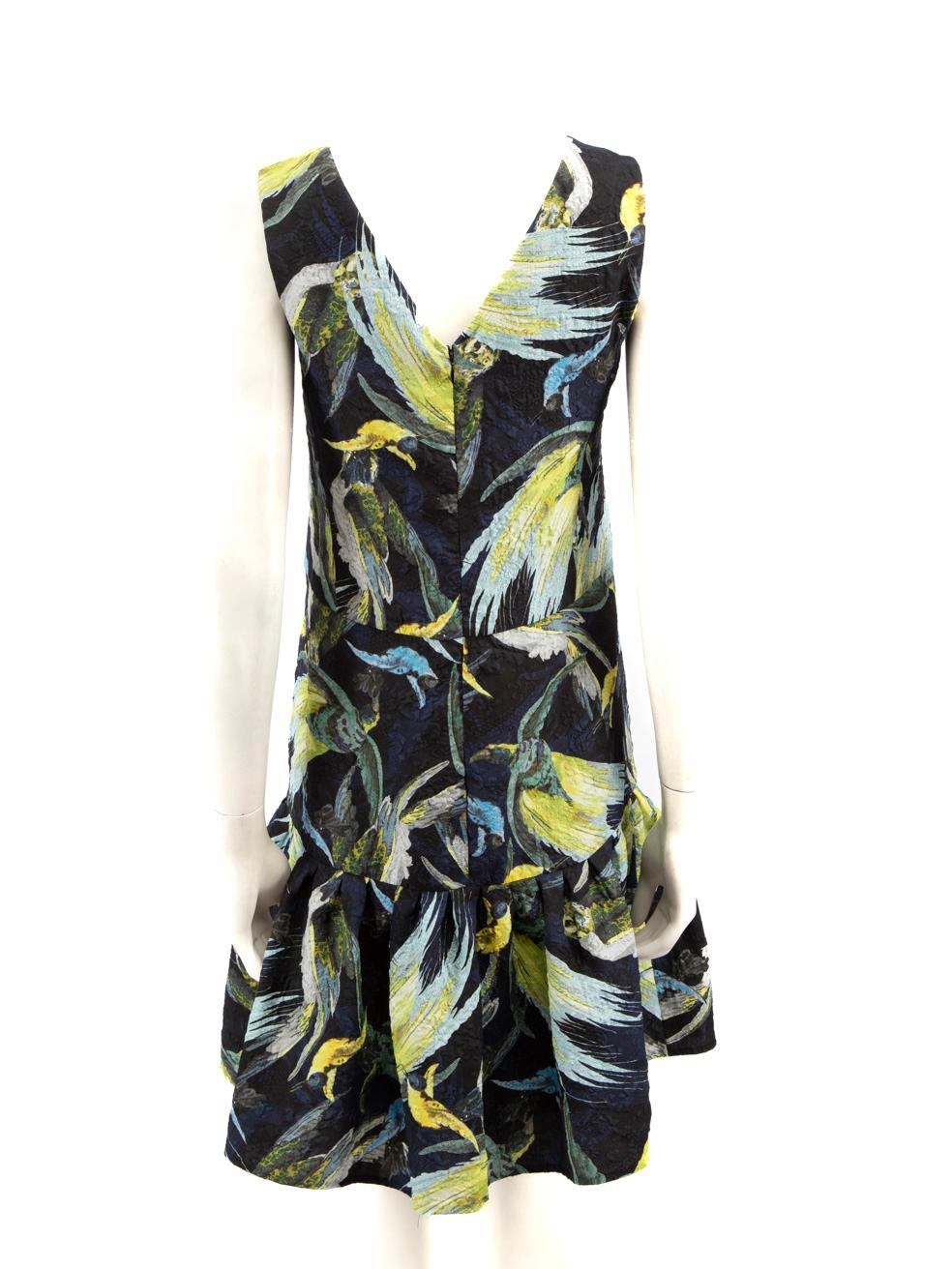 Erdem Bird Print Knee Length Dress Size S In Good Condition For Sale In London, GB