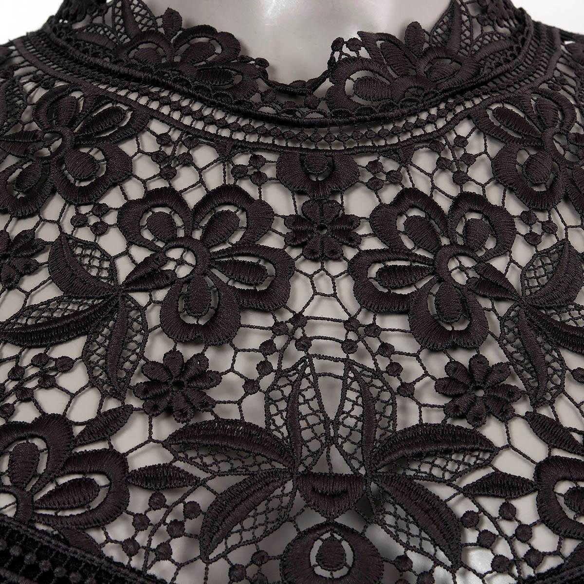 Women's ERDEM black 2016 black viscose REIKO CROCHET FLARED Dress 12 M For Sale
