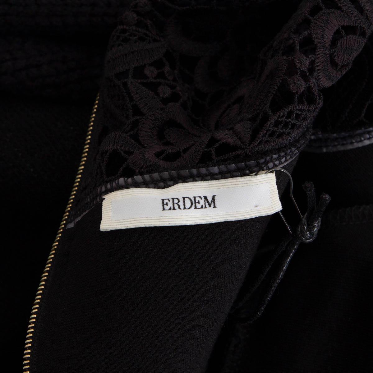 ERDEM black 2016 black viscose REIKO CROCHET FLARED Dress 12 M For Sale 1