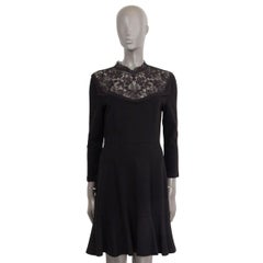ERDEM black 2016 black viscose REIKO CROCHET FLARED Dress 12 M