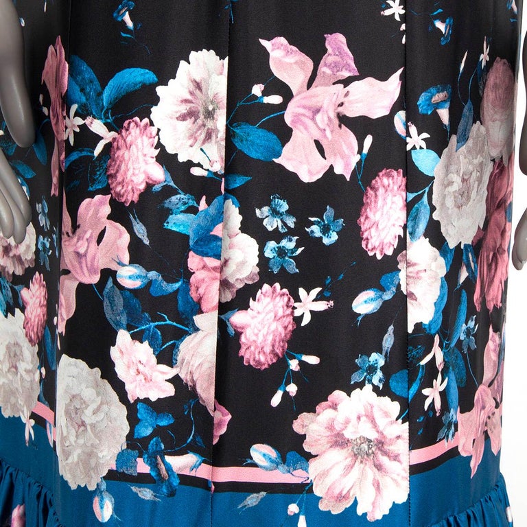 Erdem Black Blue Pink Silk 2020 Rosetta Floral Maxi Dress 8 Xs Erdem Black Blue Pink Silk 2020 Rosetta Floral Maxi Dress 8 Xs