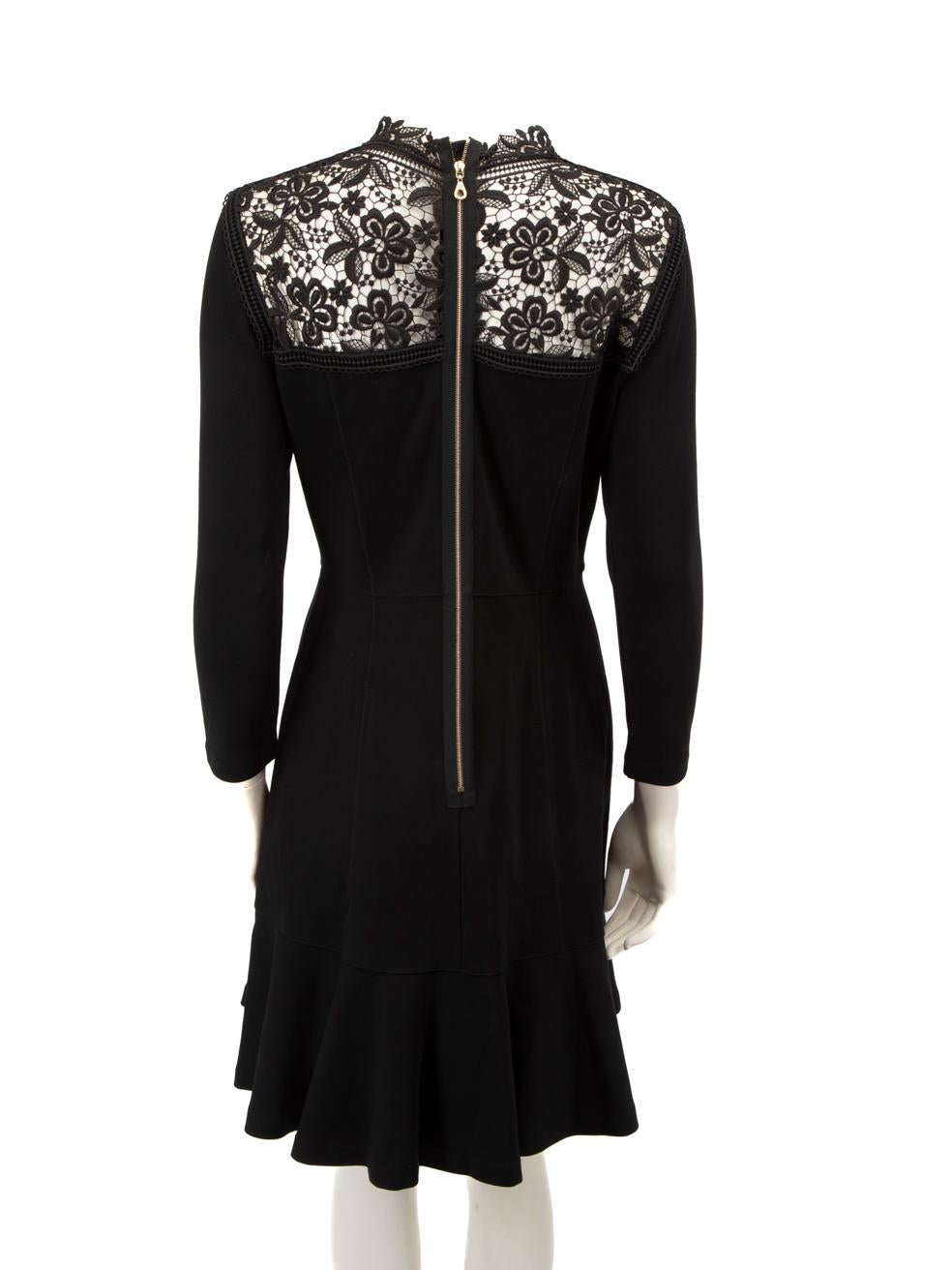 Erdem Black Broderie Detail Knee Length Dress Size L In Good Condition For Sale In London, GB