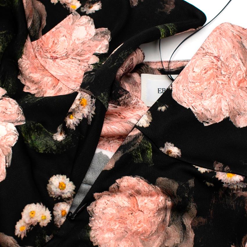 Erdem Black Elvin Floral Jersey Skirt - Size US8 In New Condition In London, GB